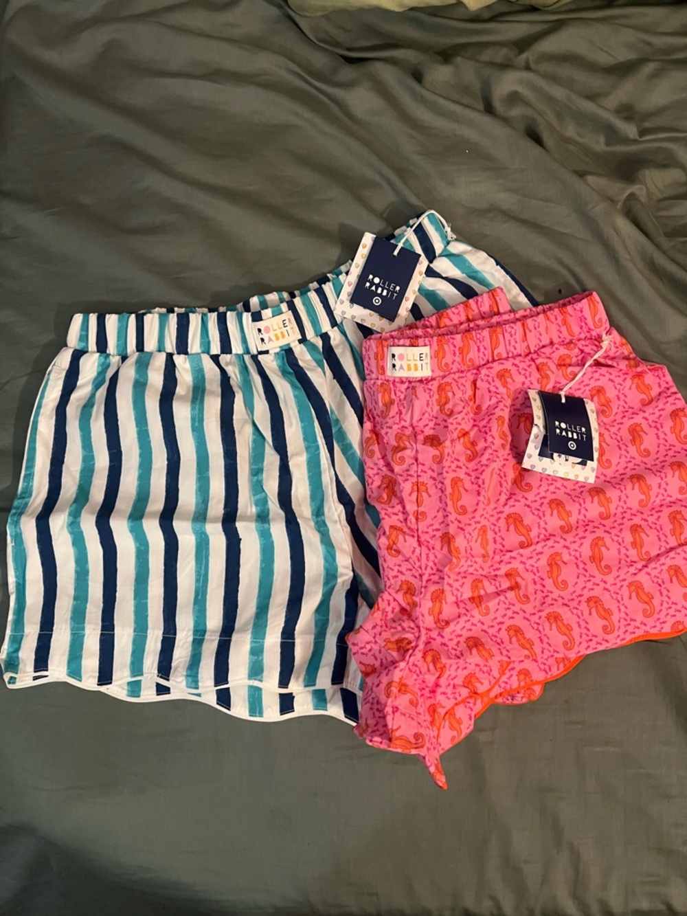 Roller Rabbit Pink Seahorse & Blue Stripe Sleep Shorts Set